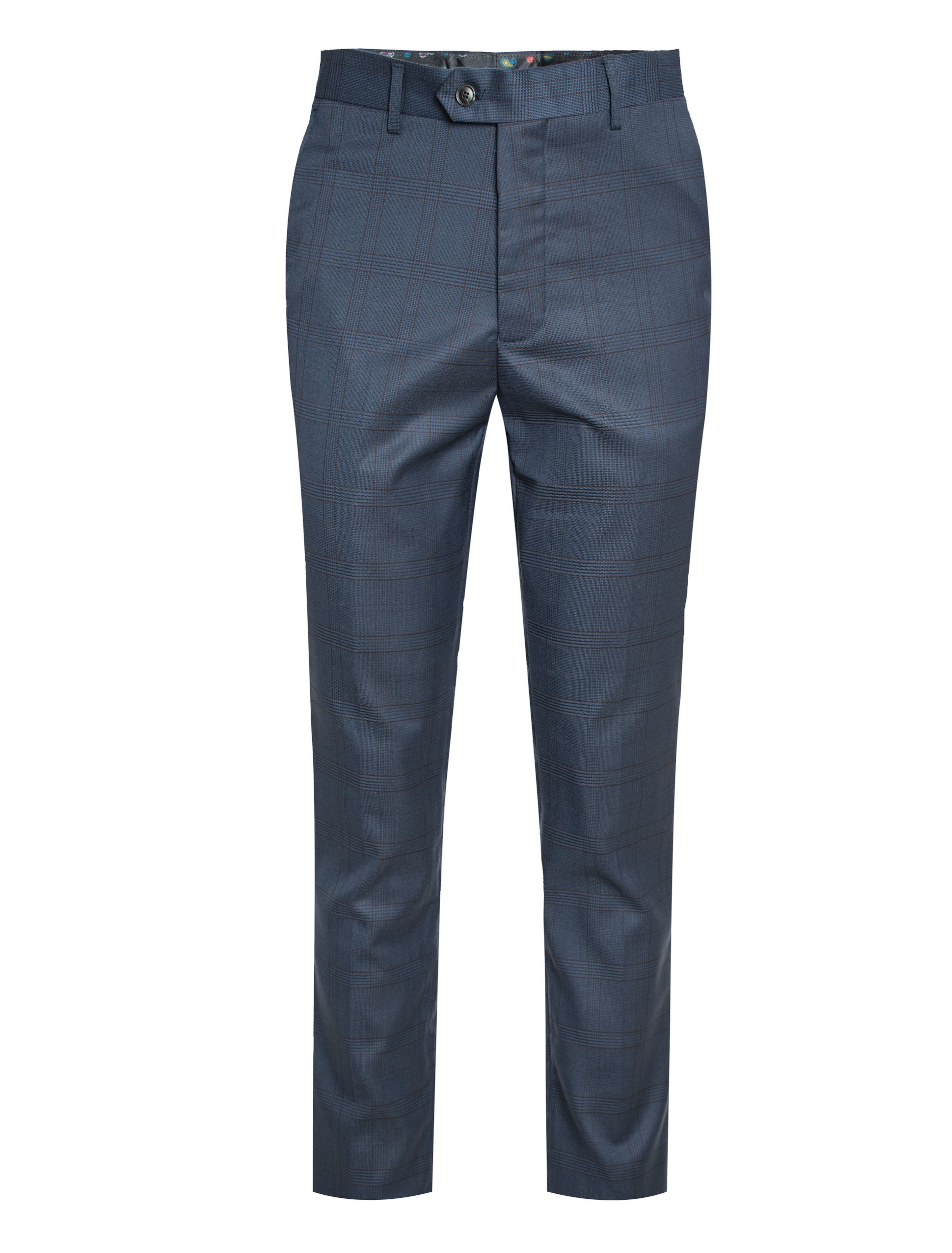 Slim-Fit Dk.Blue Plaid Dress Pants