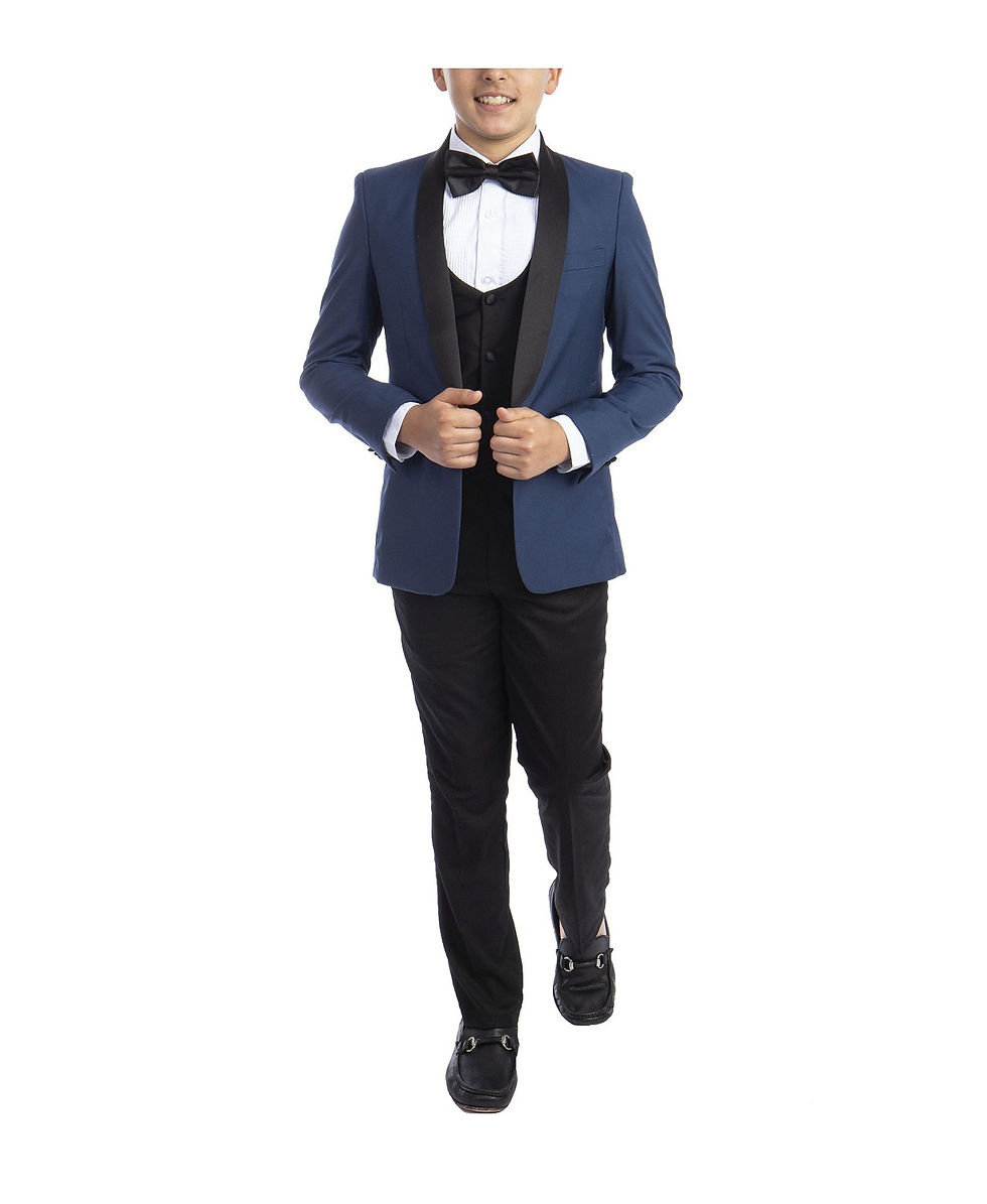Thumbnail: Perry Ellis BLUE Boy's 5-Piece Slim Fit Shawl  Collar Tuxedo Set