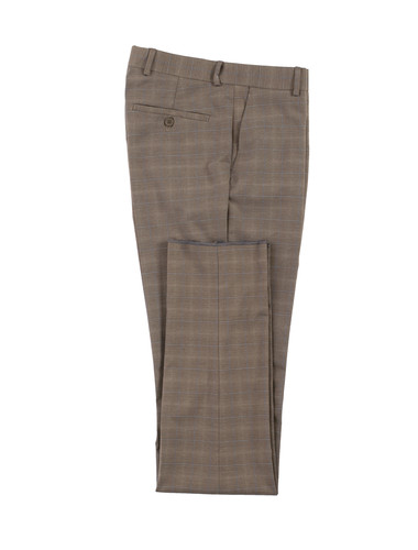 Slim Fit Plaid Dress Pants Tan