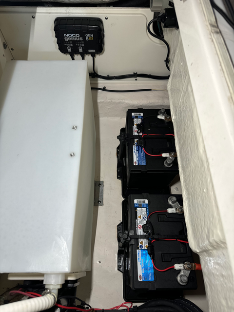 Battery, wiring, and battery charger installation done by Biscayne Boatworx LLC
