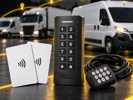 Driver identification kits cover using real GC-2673 and EC-19521 keypad products with fleet vehicles