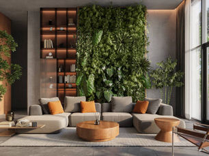 A modern living room interior with minimalist furniture, functional layout, and natural lighting, showcasing a blend of style and comfort.