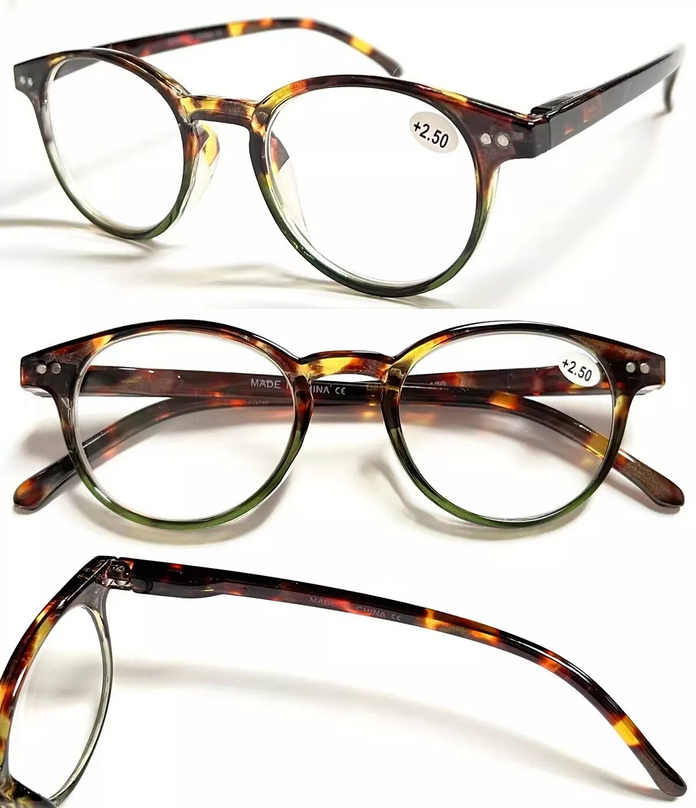 Thumbnail: 4 Pairs Mens Women Spring Hinge Round Horn Power Oval Reading Reader Glasses 1-4