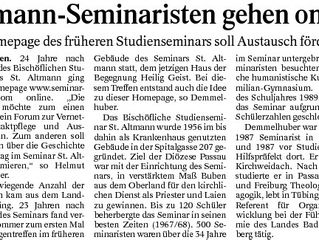 Altmann-Seminaristen gehen online - Bericht im Burghauser Anzeiger / Passauer Neue Presse