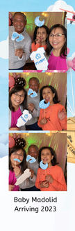 Friends at baby shower photo booth, It's a Boy!