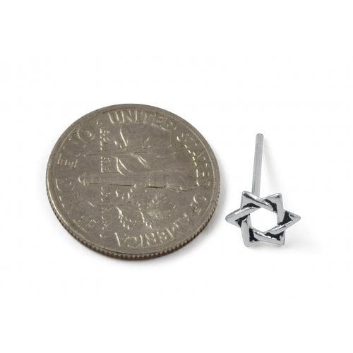 Thumbnail: STERLING SILVER STAR OF DAVID STUD EARRINGS