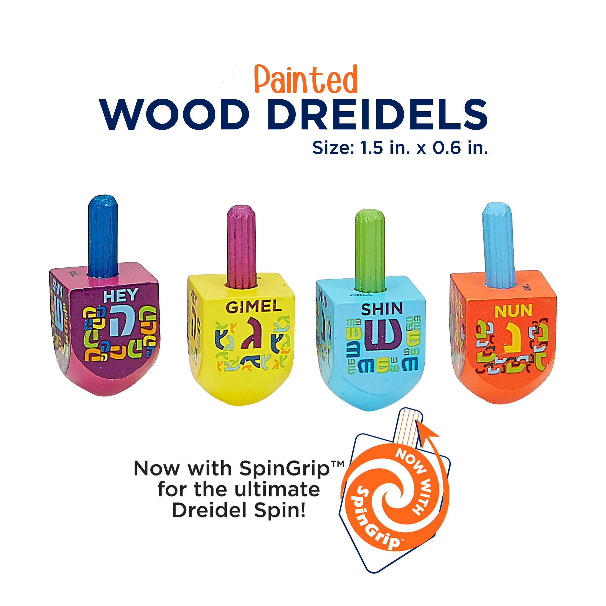 BRIGHTLY COLORED WOODEN DREIDELS