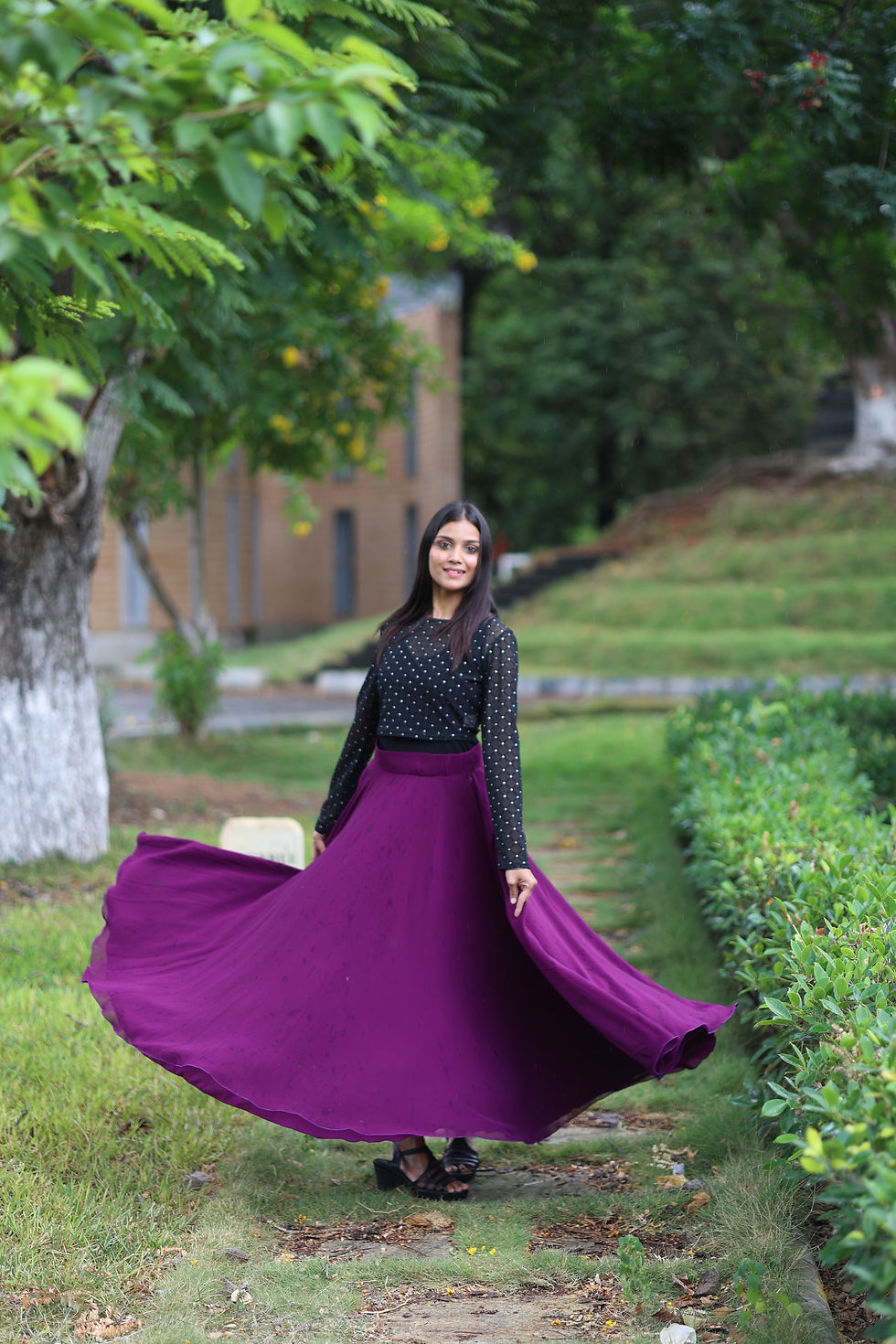 Thumbnail: Plain Amethyst Purple Georgette Skirt