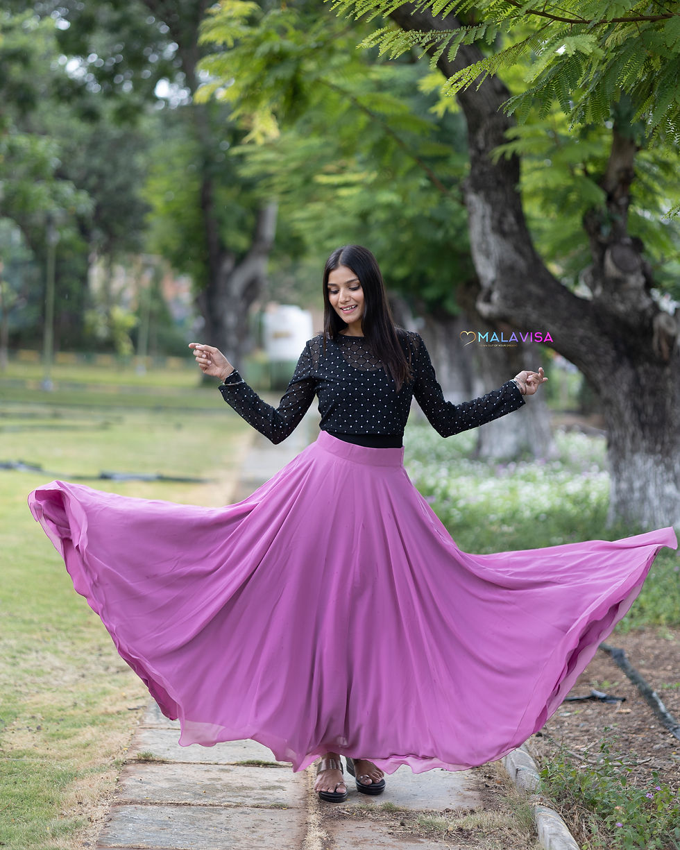 Thumbnail: Plain Orchid Pink Georgette Skirt