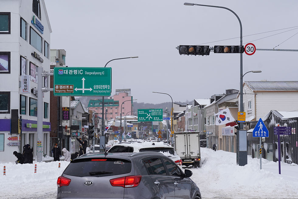 눈으로 덮였던 작년 2025년 대관령거리