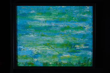 Painting, Water Lilies (red, yellow, green, blue, white)