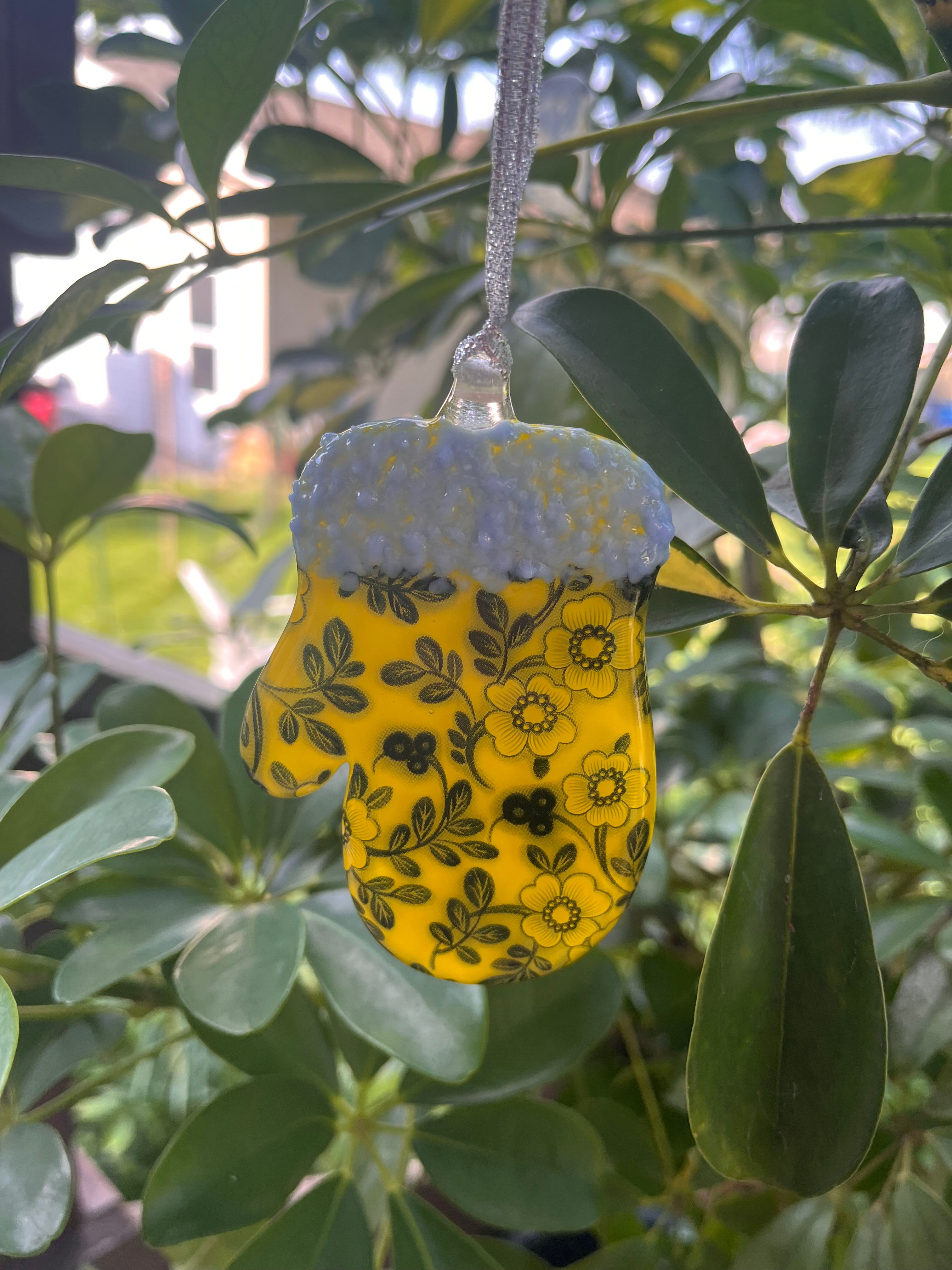 Handmade Fused Glass Ornament ~ Winter Sunshine