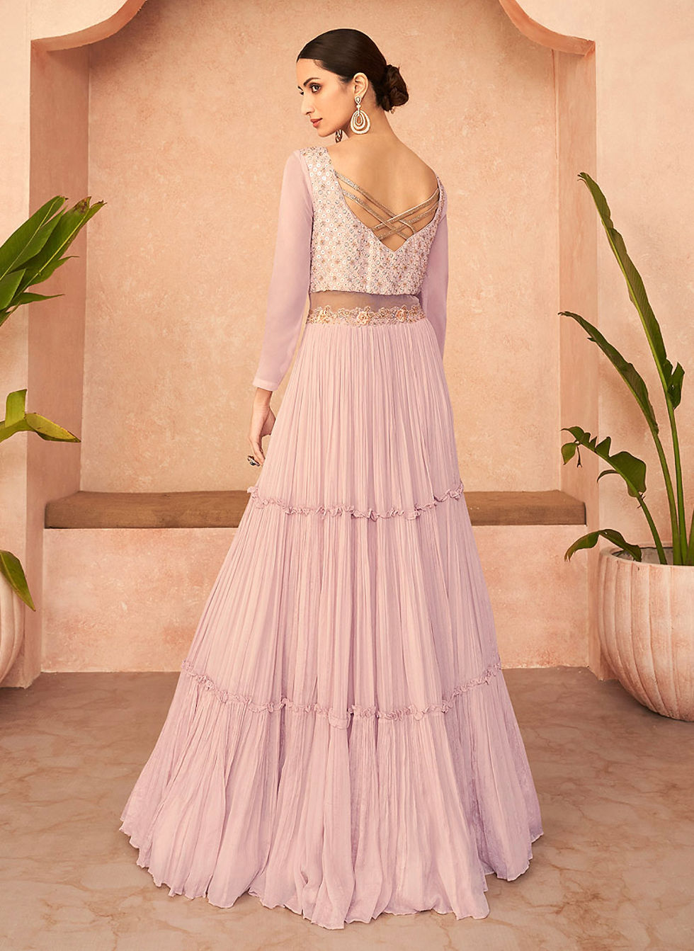 Thumbnail: Light Pink Embroidered Lehenga  Product Code : SU-5242
