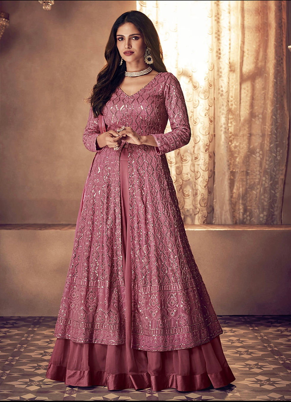 Pink Heavy Embroidered Lehenga Anarkali Product Code: AA-123