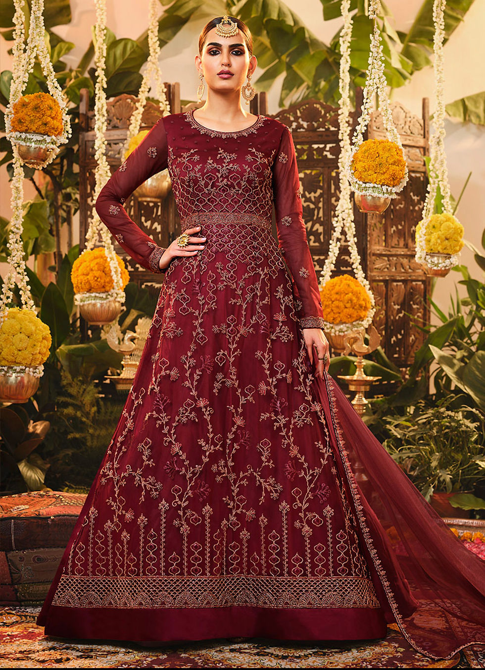 Red Embroidered Anarkali Suit Product Code: SW-3207