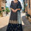 Thumbnail: Deep Blue Embroidered Gharara Suit  Product o: EB-1206