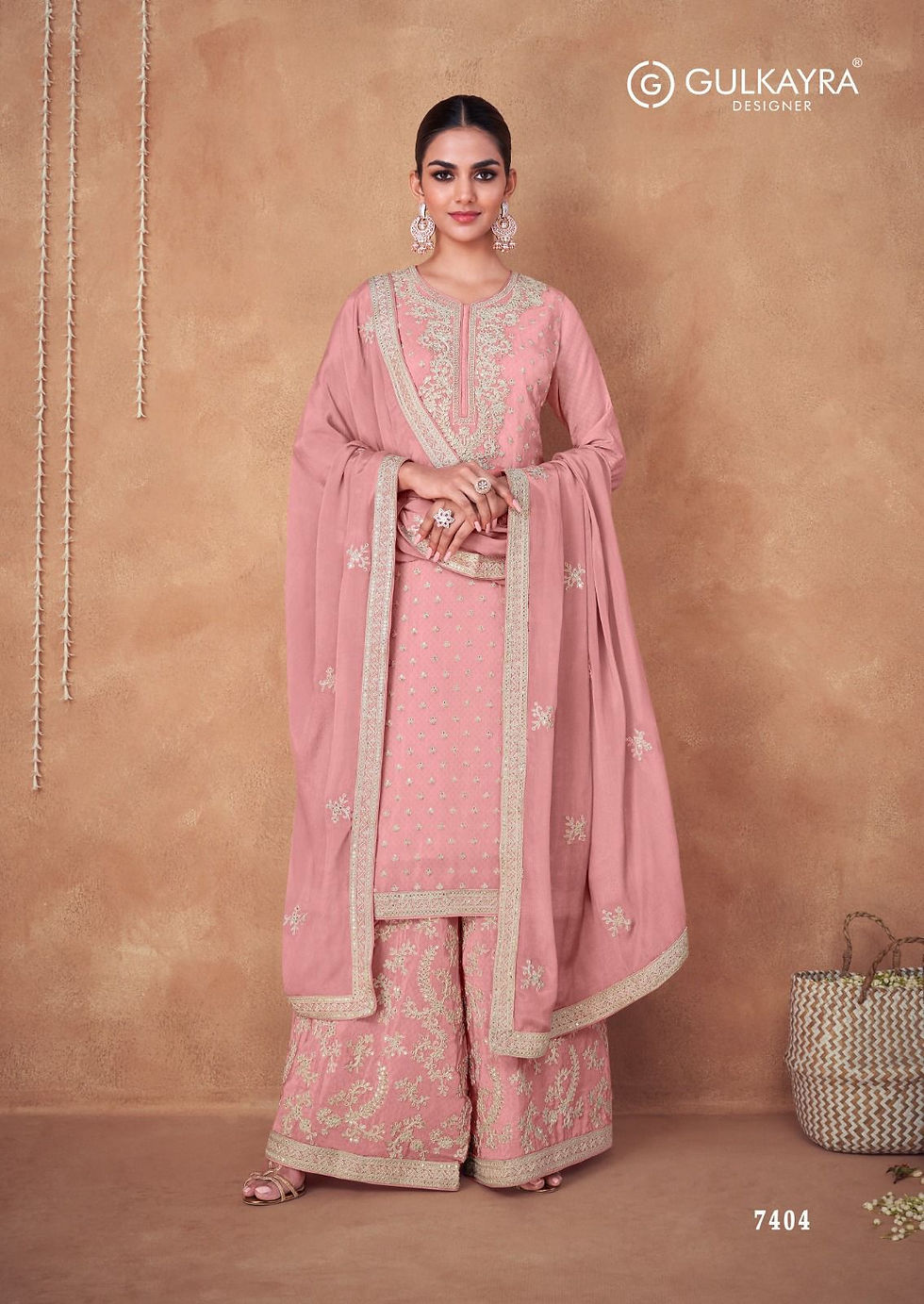 Pink Golden Embroidery Gharara Style Suit Product Code : ARW-7404