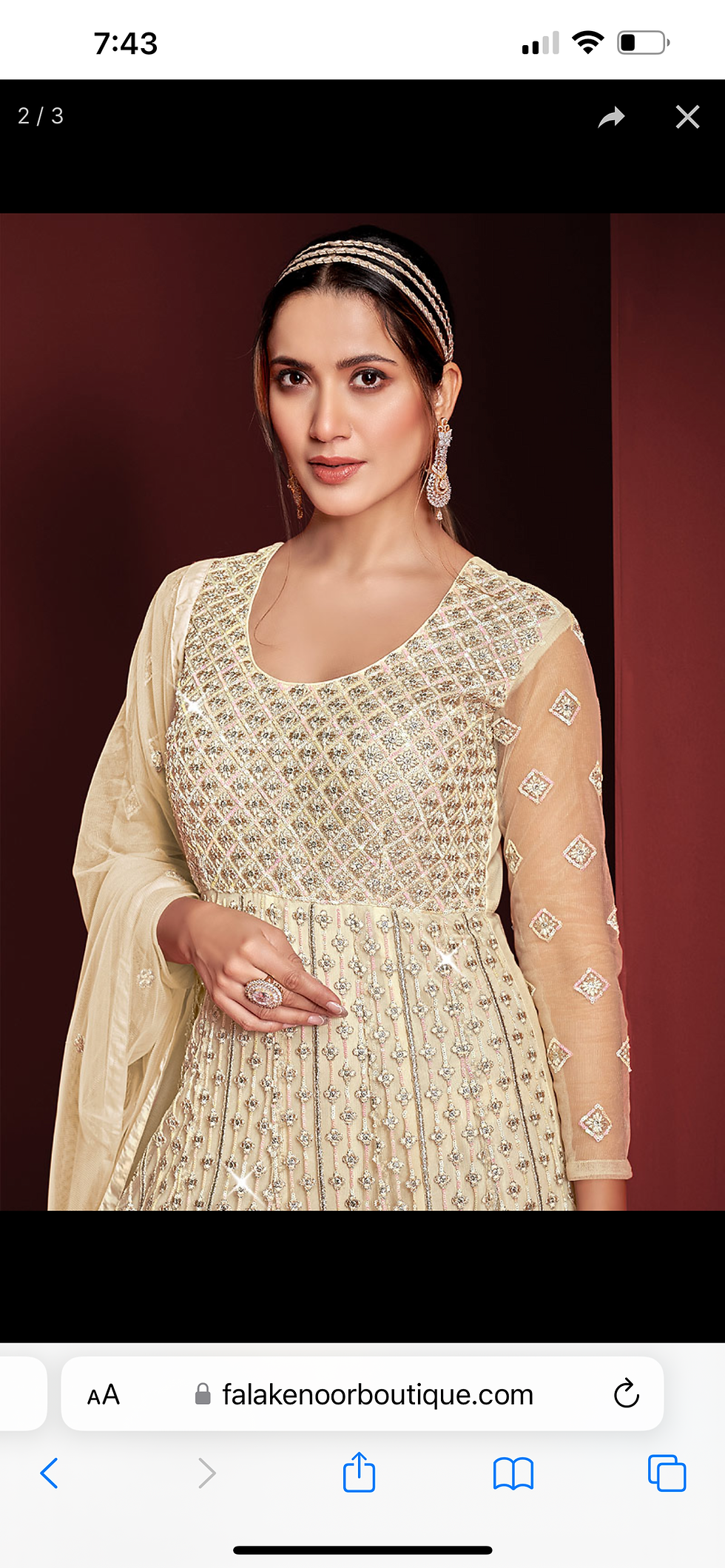 Thumbnail: Cream Sequence Embroidery Anarkali Gown  Product Code: HL-7955