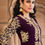 Thumbnail: Purple Golden Embroidered Slit Style Anarkali Pant Suit  Product Code : SH-2073A