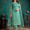 Thumbnail: Mint Blue Embroidered Pant Suit Product Code: V-4637