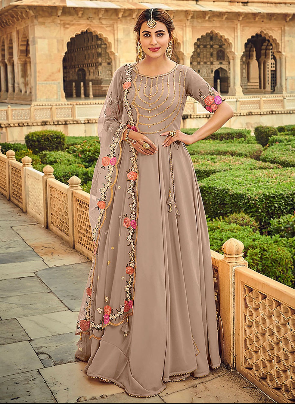 Grey and Gold Embroidered Anarkali Product Code: EB-1276E