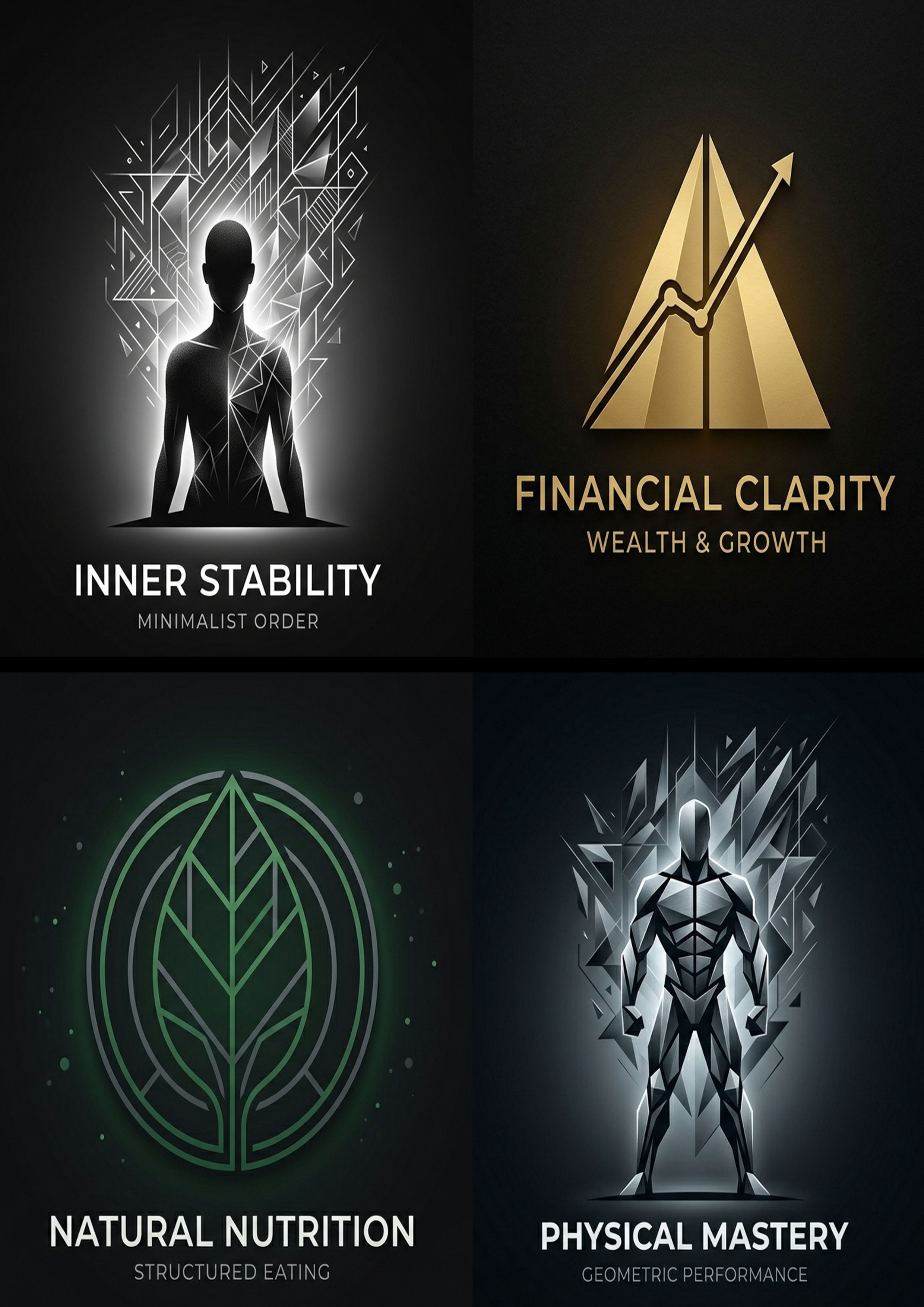 Inner Stability, Financial Clarity, Natural Nutrition, Physical Mastery