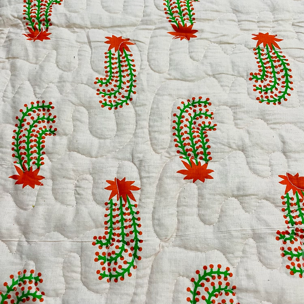 Thumbnail: Peach Double Bed Reversible Comforter/Bedcover- Quilted