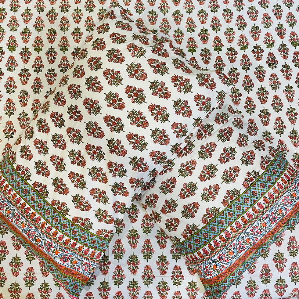 Thumbnail: King Size Jaipuri Printed Bedsheet Set with 2 Pillow Covers