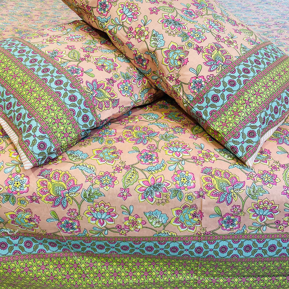 Thumbnail: King Size Jaipuri Printed Bedsheet Set with 2 Pillow Covers