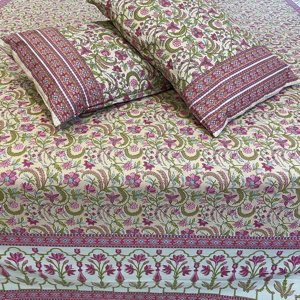 Thumbnail: King Size Jaipuri Printed Bedsheet Set with 2 Pillow Covers