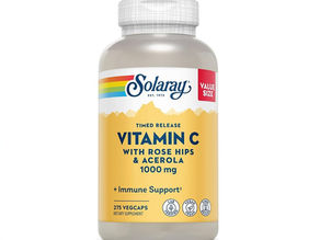 SOLARAY Vitamin C 1000mg Timed Release Capsules with Rose Hips & Acerola Bioflavonoids, Two-Stage for High Absorption & All Day Immune Function Support, 60 Day Guarantee, 275 Servings, 275 VegCaps