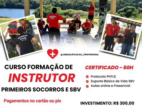 O Instrutor de Suporte Básico de Vida (SBV) e Primeiros Socorros.
Formação pela JM Qualificação Profissional