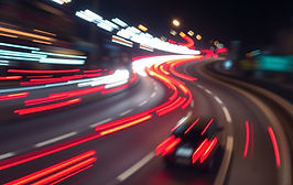 A long-exposure shot of traffic at night