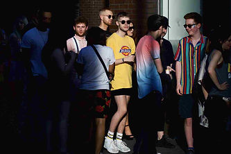 People queing at a venue