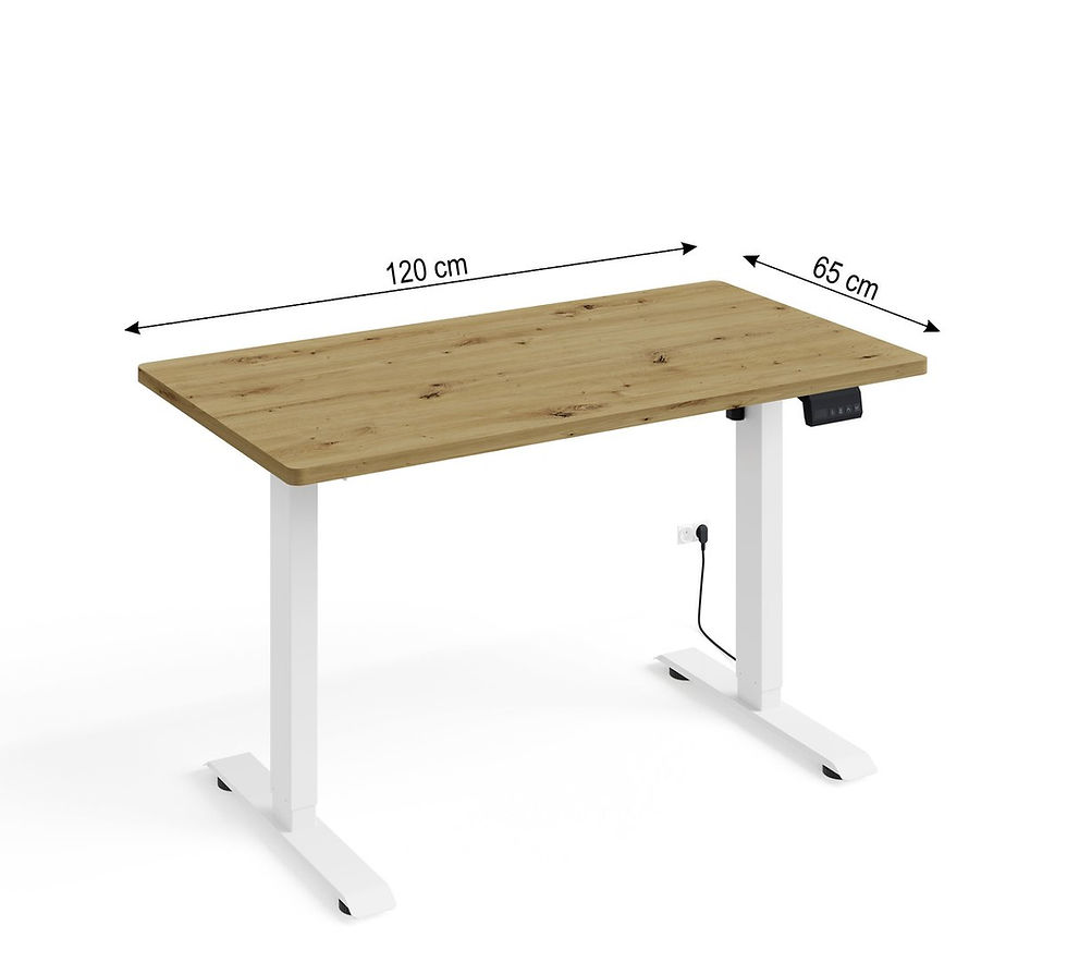 Miniatura: Biurko elektryczne z regulacją BIMotion 1S 120x65x2,5 cm biały/dąb