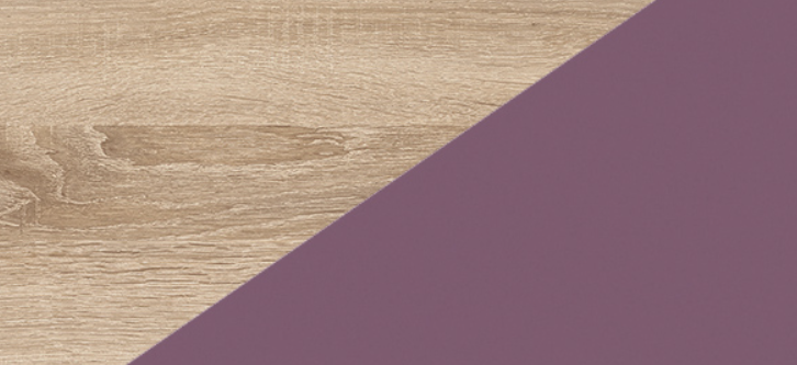 Miniatura: Antresola łóżko piętrowe VERANA dąb sonoma / fiolet