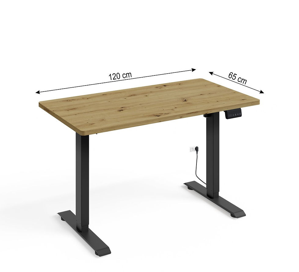 Miniatura: Biurko elektryczne BIMOTION 1S 120x65x2,5 cm czarny/dąb + Fotel VIRE