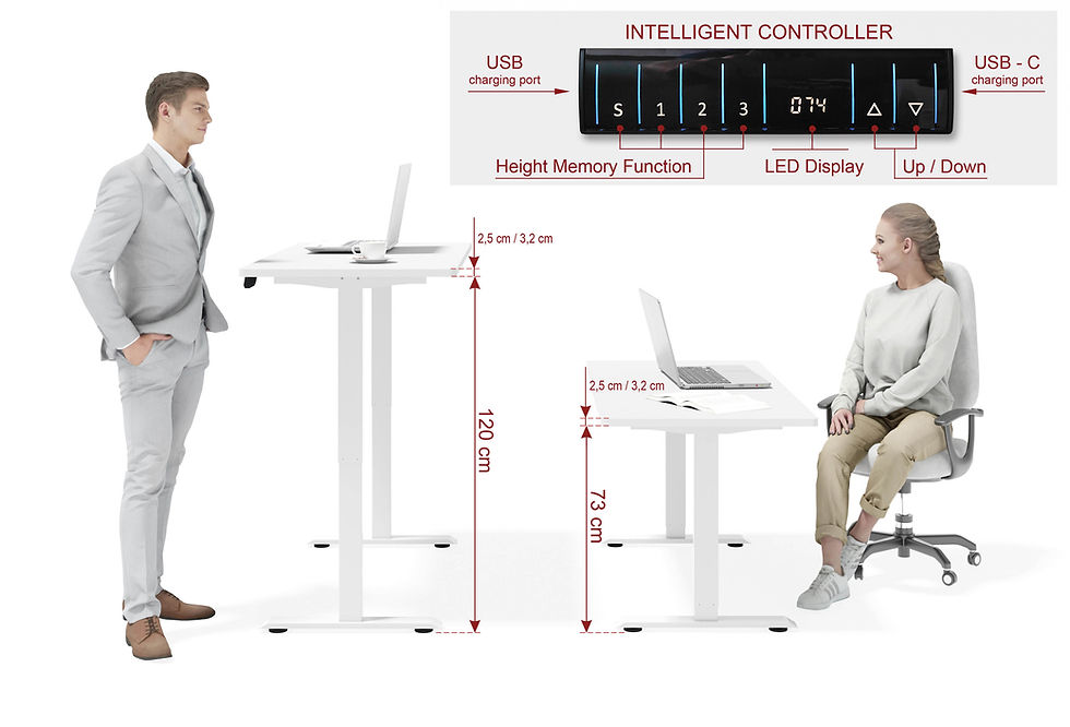 Miniatura: Biurko elektryczne z regulacją BIMotion 1S 140x70x3,2 cm czarny/orzech