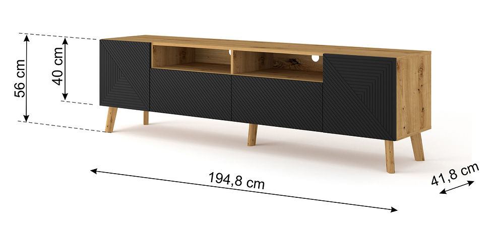 Miniatura: Szafka RTV LUXI 195 cm dąb artisan / czarny mat