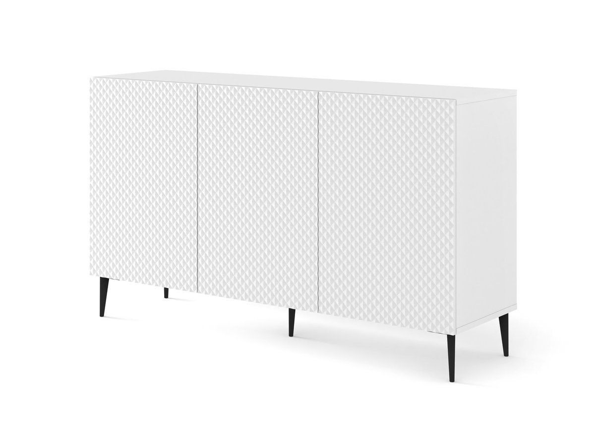 Komoda Ravenna C 150 cm 3D frez biały połysk na szpilce