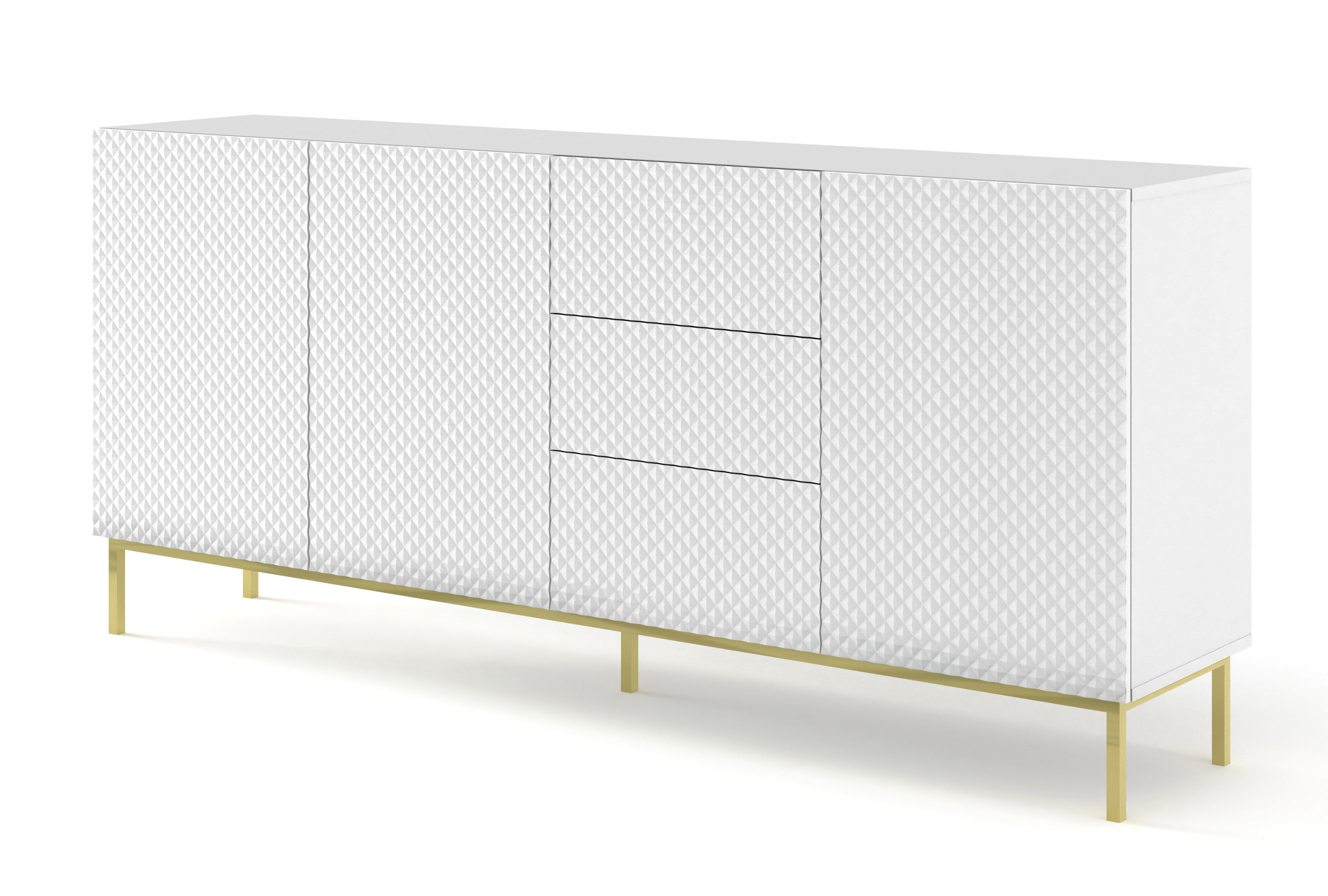 Komoda Ravenna C 200 cm 3D3S biały połysk z ramą