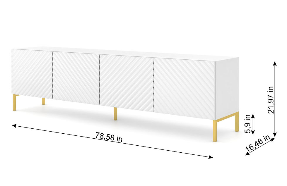 Thumbnail: TV Cabinet SURF 78.6 in  - White High Gloss - Gold Legs