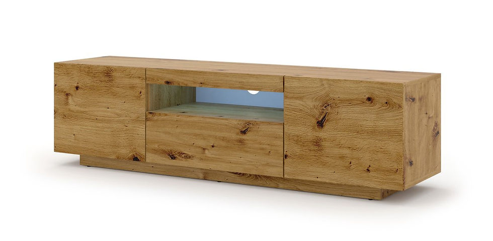 Szafka RTV AURA 150 cm dąb artisan uniwersalna + LED