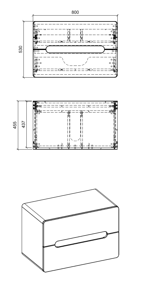 Miniatura: Wisząca Szafka pod umywalkę 80 cm ARUBA 829 White