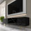 Thumbnail: TV Stand SPACE 70.9 in 4D - Black High Gloss - Gold Legs
