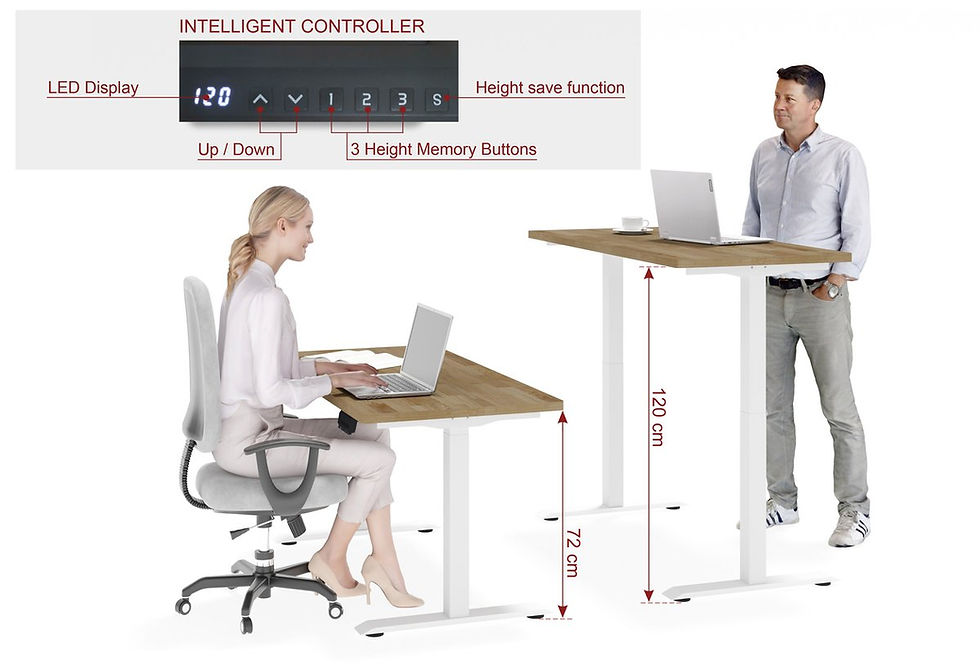 Miniatura: Biurko regulowane BIM Natural Desk fornir dębowy 140x70x3 biały/dąb