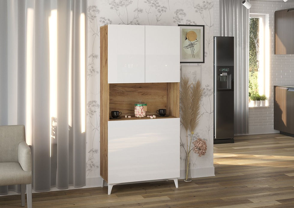 Miniatura: Biurko rozkładane regał MEGAN 1 craft złoty / biały połysk