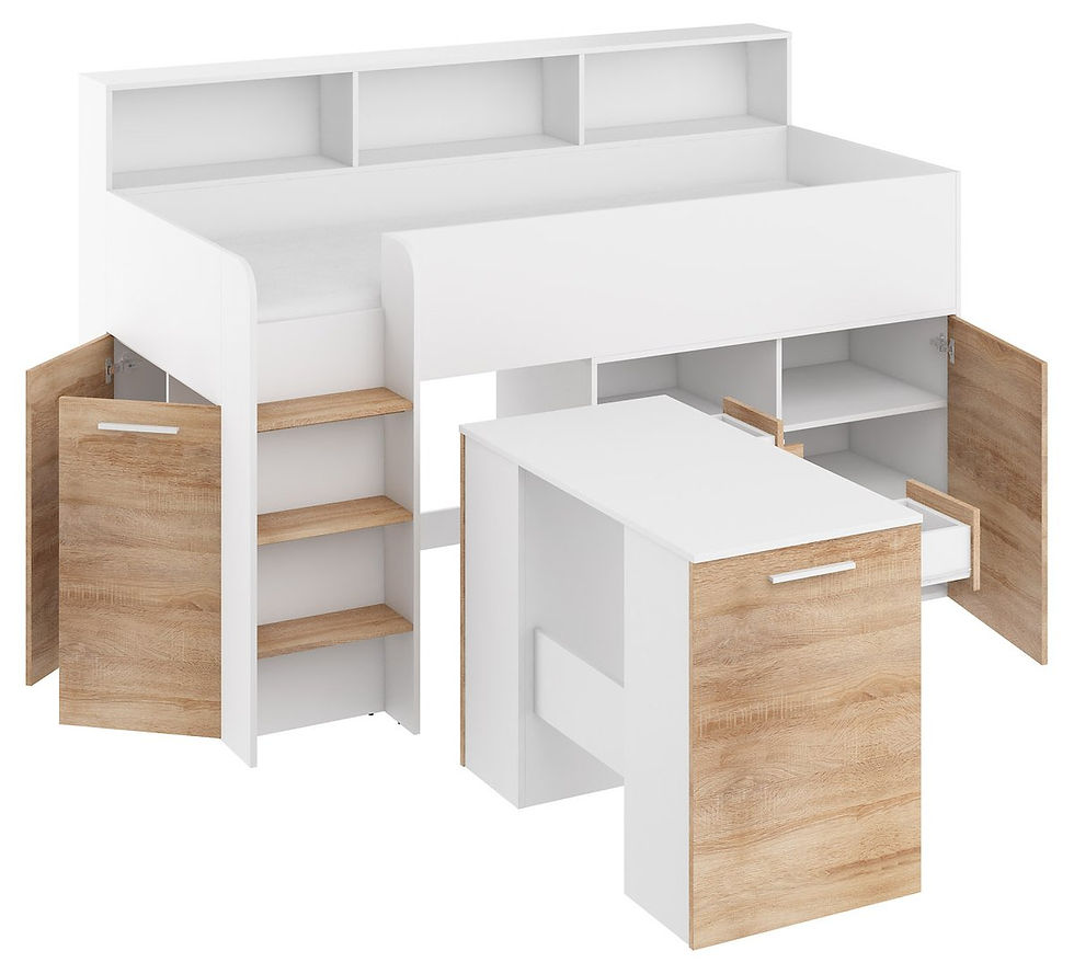 Miniatura: Antresola łóżko NEO biały / dąb sonoma