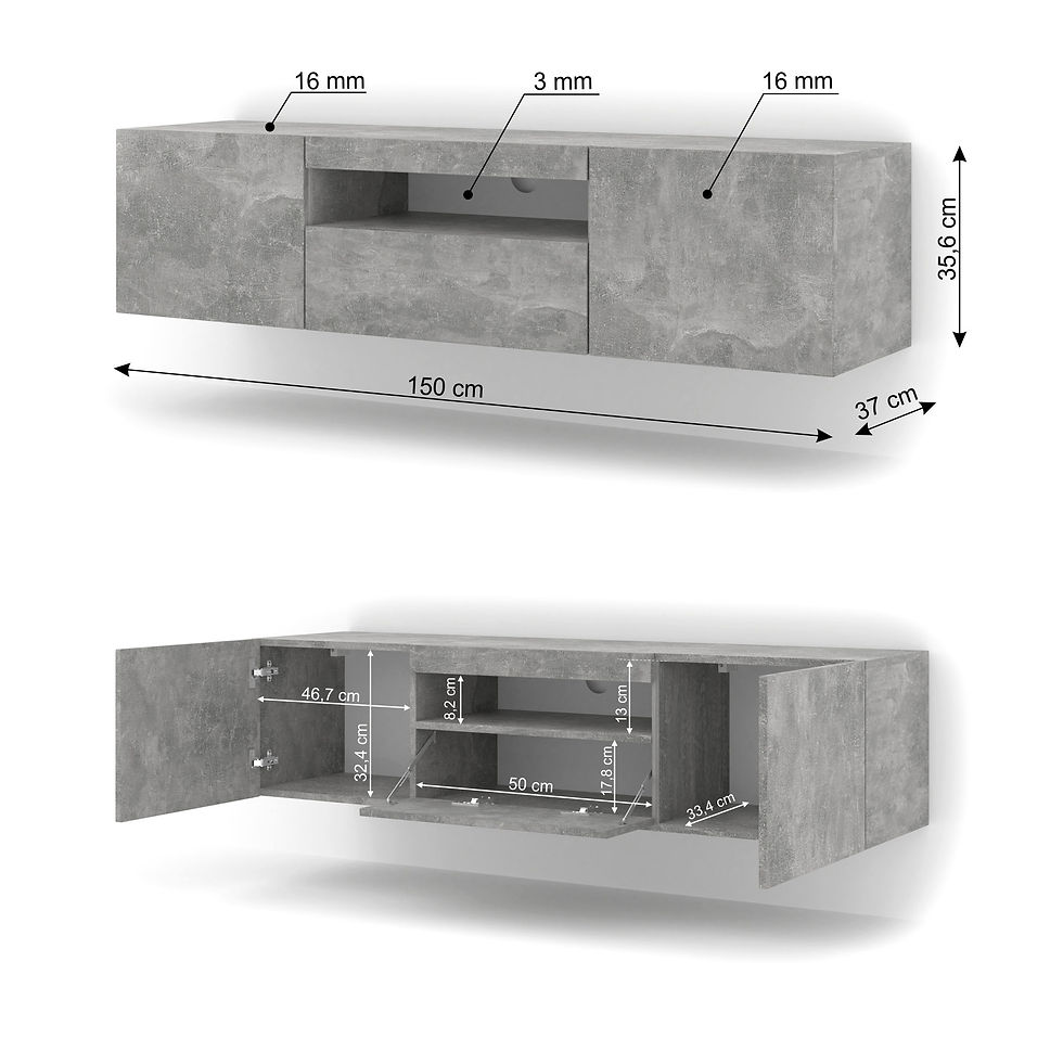 Miniatura: Szafka RTV AURA 150 cm beton uniwersalna