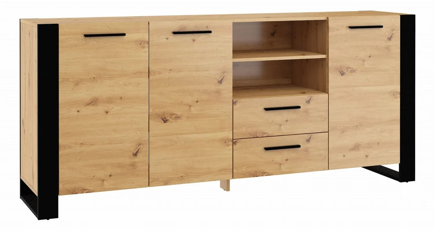 Komoda NUKA D dąb artisan czarna stojąca